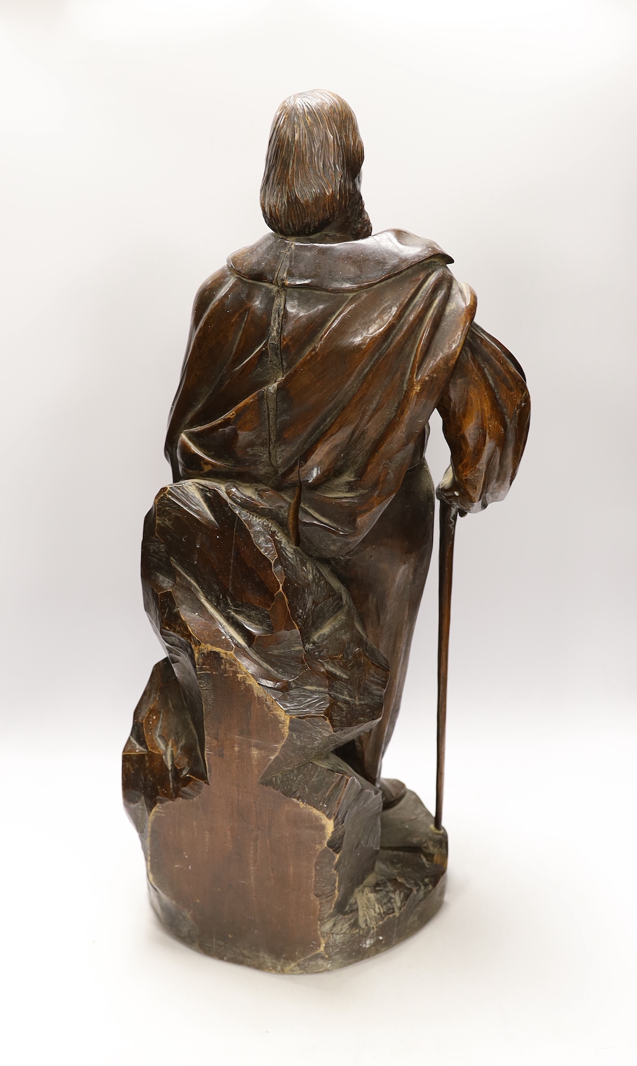 A carved wood figure of Garibaldi, signed to G. Robinson, Manchester, 61cm